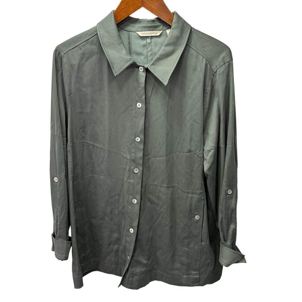 Soft Surroundings Shackett Jacket Shirt sz XL Roll Tab #H482